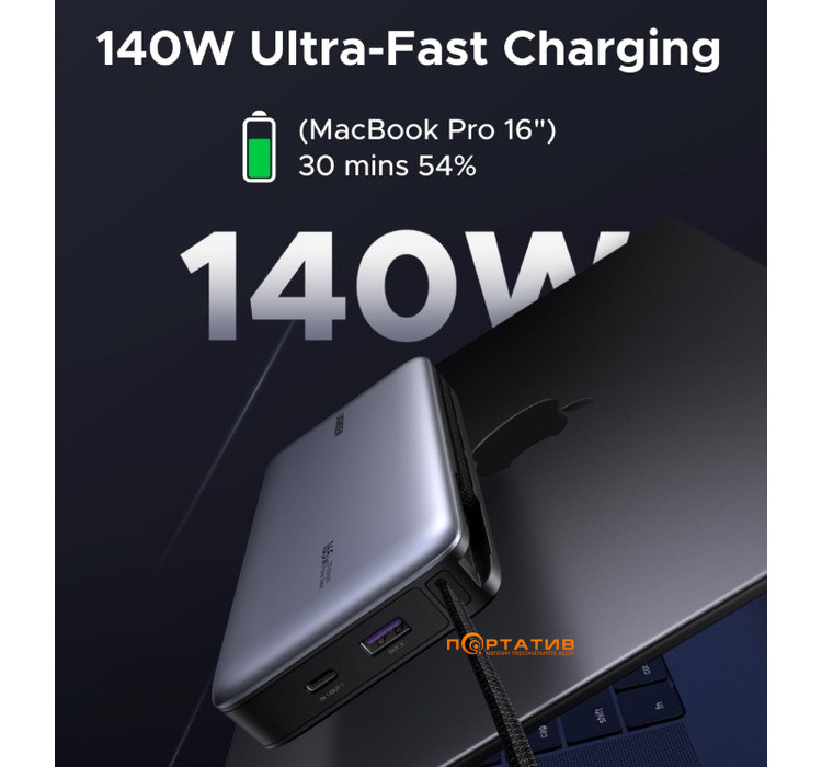 Зовнішній акумулятор Ugreen PB552 25000mAh 165W PD Gray (55995B)