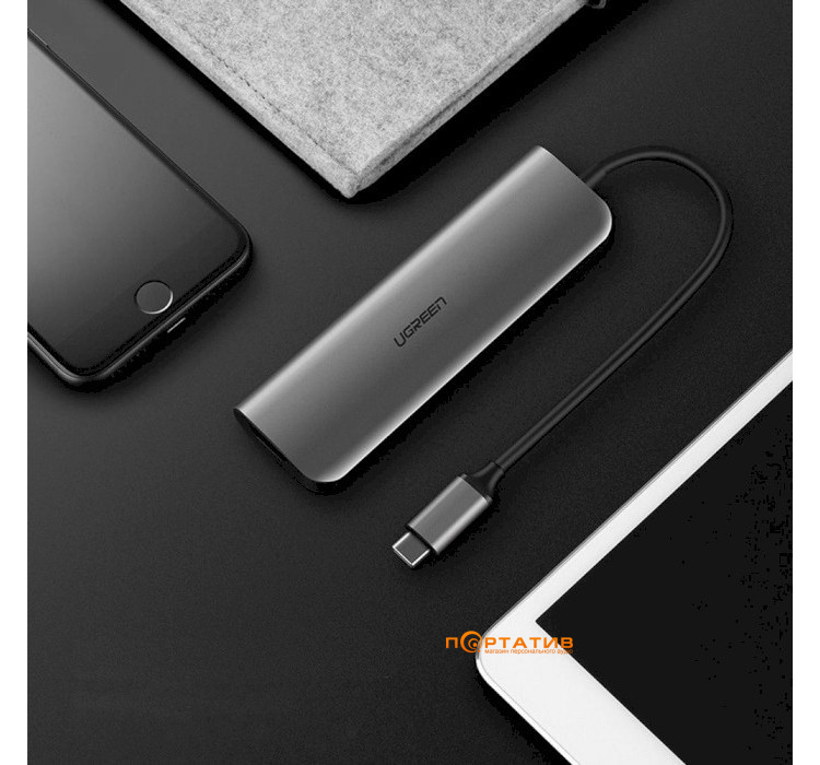 Ugreen CM136 6-in-1 USB-C Hub with 3.5mm AUX + 4K HDMI Gray (80132)