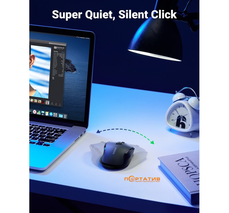 Мышь Ugreen Ergonomic Wireless Silent Mouse Gray MU006 (90545)
