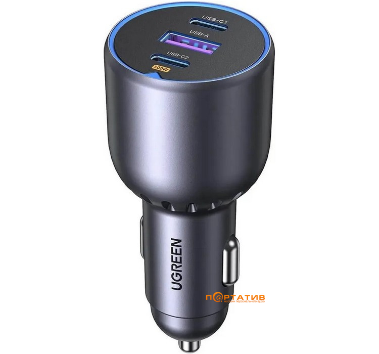 Автомобільний зарядний пристрій UGREEN Car Charger EC705 130W 2xUSB-C, 1xUSB-A Gray (35025)