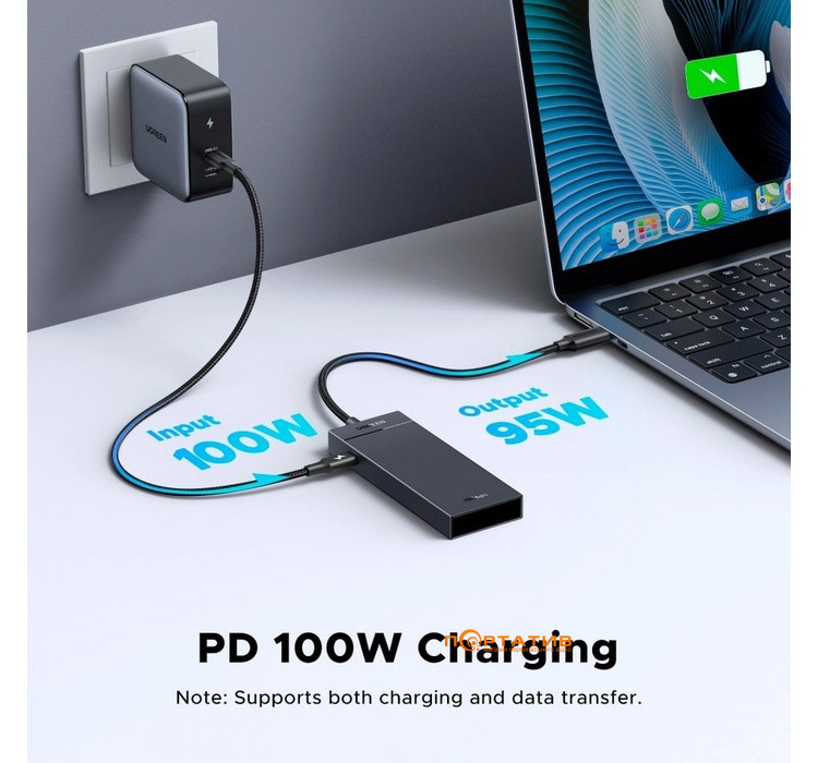 USB-хаб UGREEN CM806 USB-C to 4xUSB-C 3.2 Gen2 10Gbps with PD Power Port Black (55334)