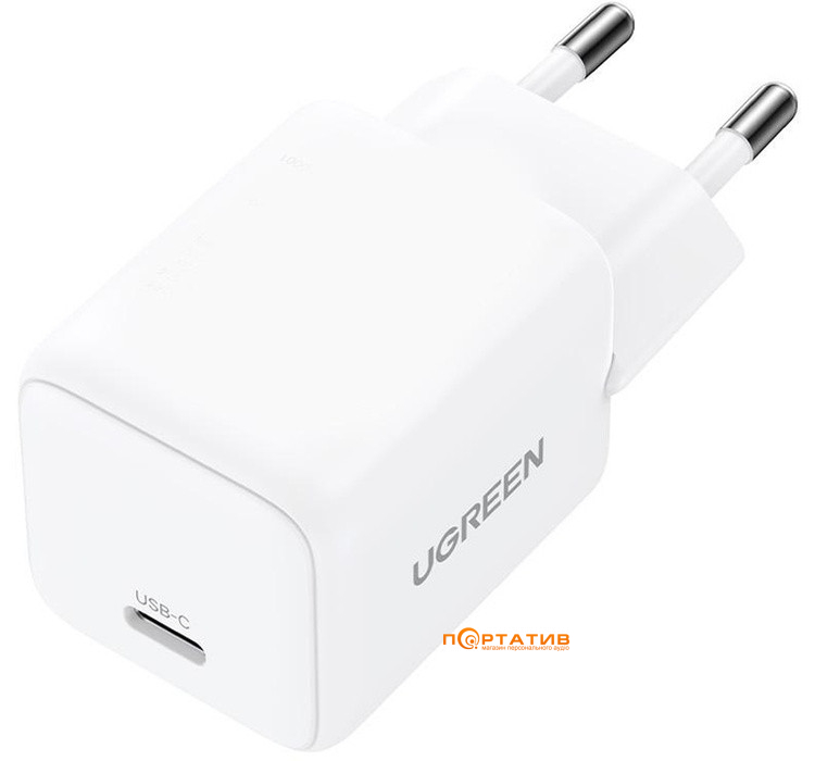 Зарядний пристрій UGREEN X512 USB-C 20W PD GaN Fast Charger White (55554)