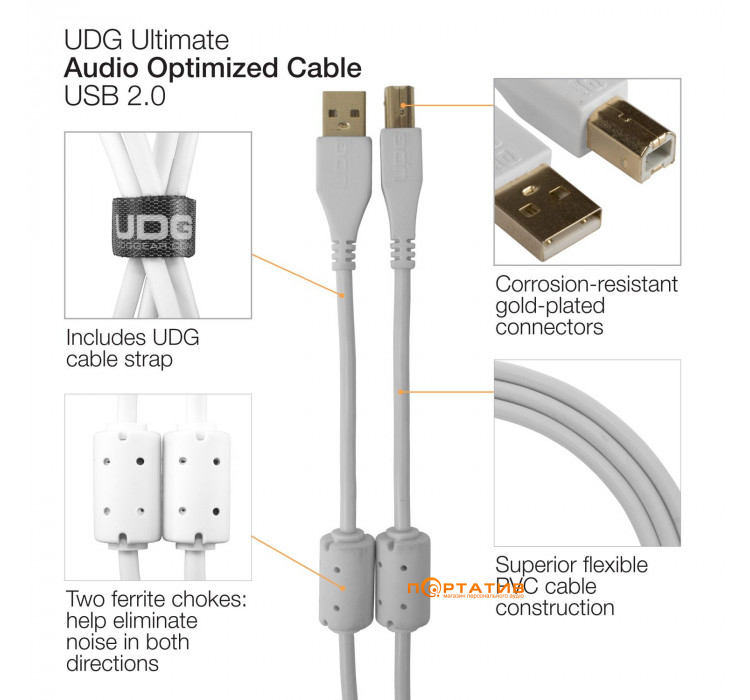 UDG Ultimate Audio Cable USB 2.0 A-B White Straight 1m (U95001WT)