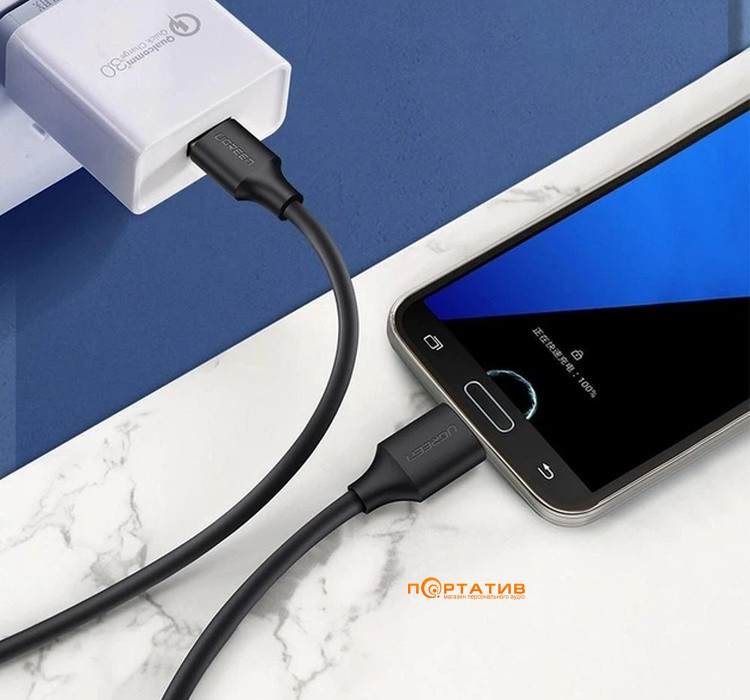Кабель UGREEN US130 USB 3.0 A Male to Micro USB 3.0 Male Cable 1m Black (10841)
