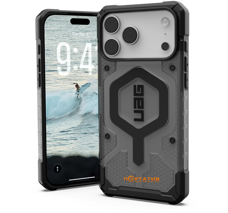 Чохол UAG iPhone 17 Pro Max, Pathfinder Clear MagSafe, Ash/Black (114552113140)