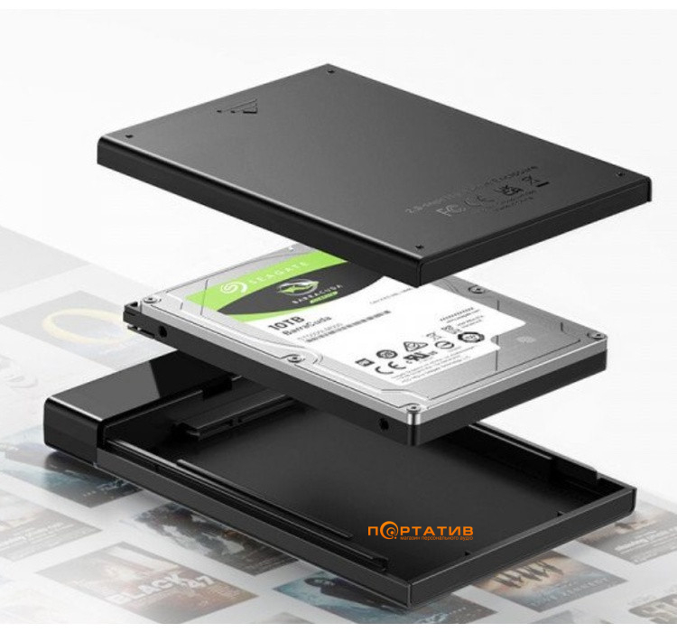 Зовнішня кишеня Ugreen US221 USB 3.1 to 2.5' SATA Hard Driver Enclosure Black (50743)