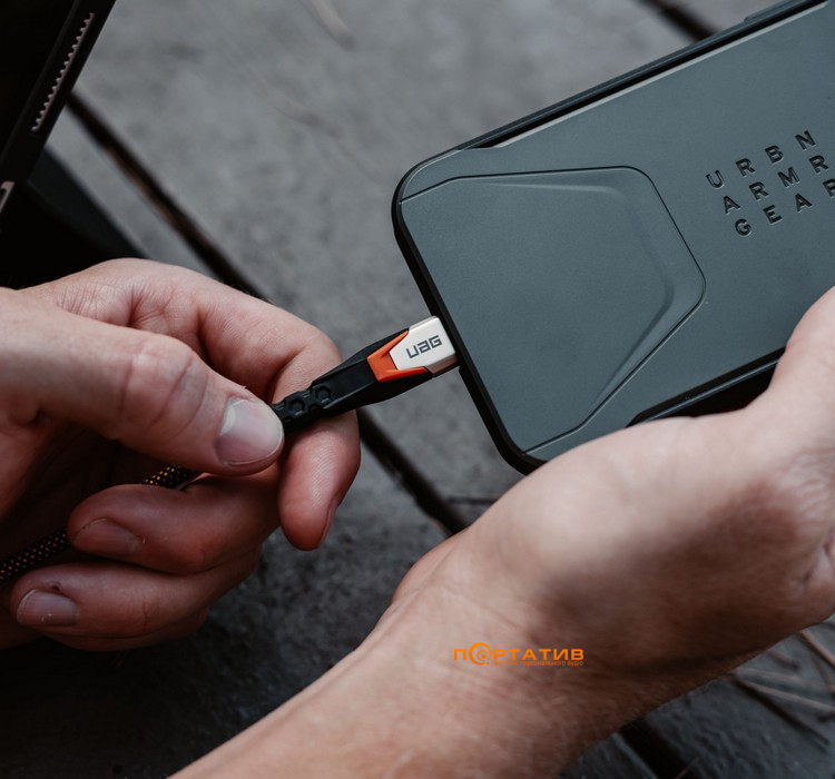 Кабель UAG Rugged Double Braided Nylon USB-C to USB-C 3.2 Cable 240W 0.75m Black/Orange (9B4415114097)