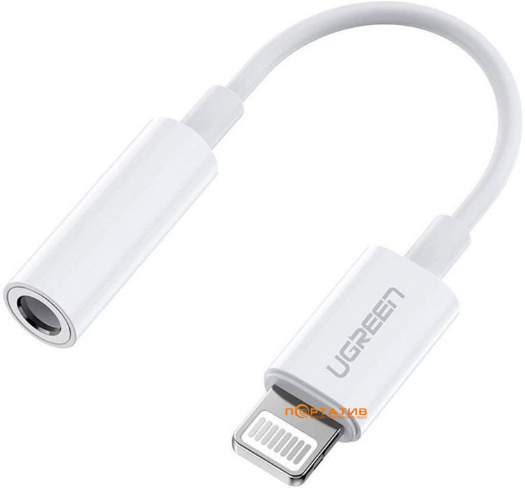 Кабель UGREEN US212 Lightning - 3.5mm F Cable 0.1m White (30759)