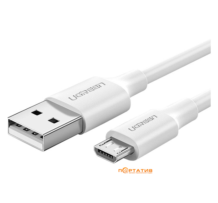 UGREEN US289 USB 2.0 to Micro USB Cable Nickel Plating 2A 2m White (60143)