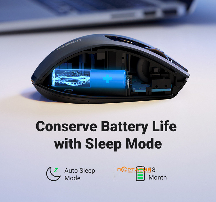 Мышь Ugreen Ergonomic Wireless Silent Mouse Gray MU006 (90545)