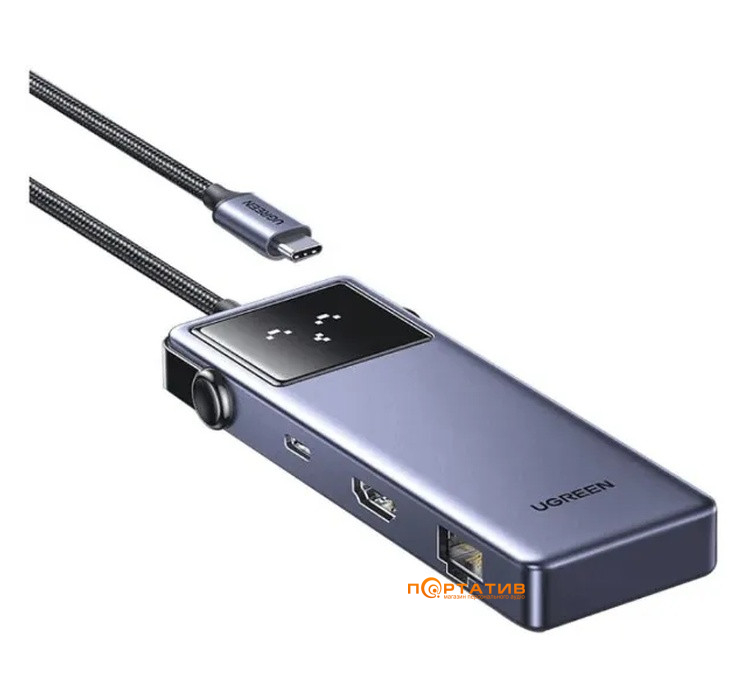USB-хаб Ugreen CM888 7-in-1 USB-C to 3xUSB, 1xUSB-C, HDMI, RJ-45, PD 100W Gray (45155)