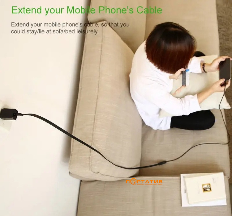 Кабель UGREEN US103 USB 2.0 Male to Female Extension Cable 0.5m Black (10313)