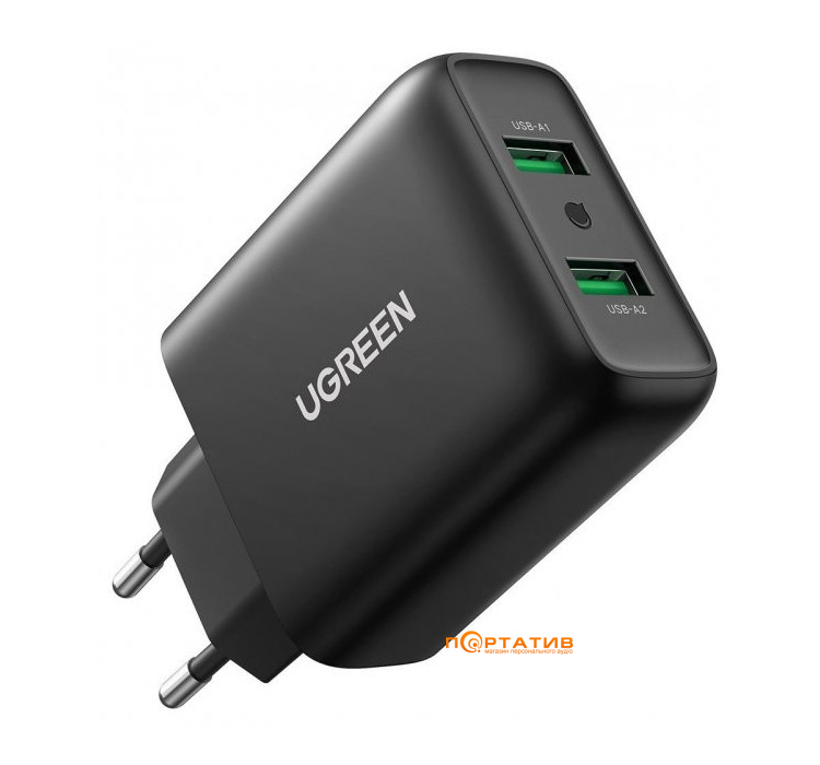 СЗУ UGREEN Wall Charger CD161 2xUSB 36W QC 3.0 Black (10216)