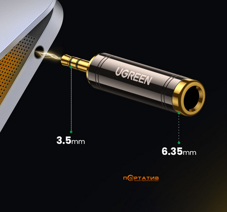 Перехідник UGREEN AV168 3.5mm Male to 6.35mm Female Black (60711)