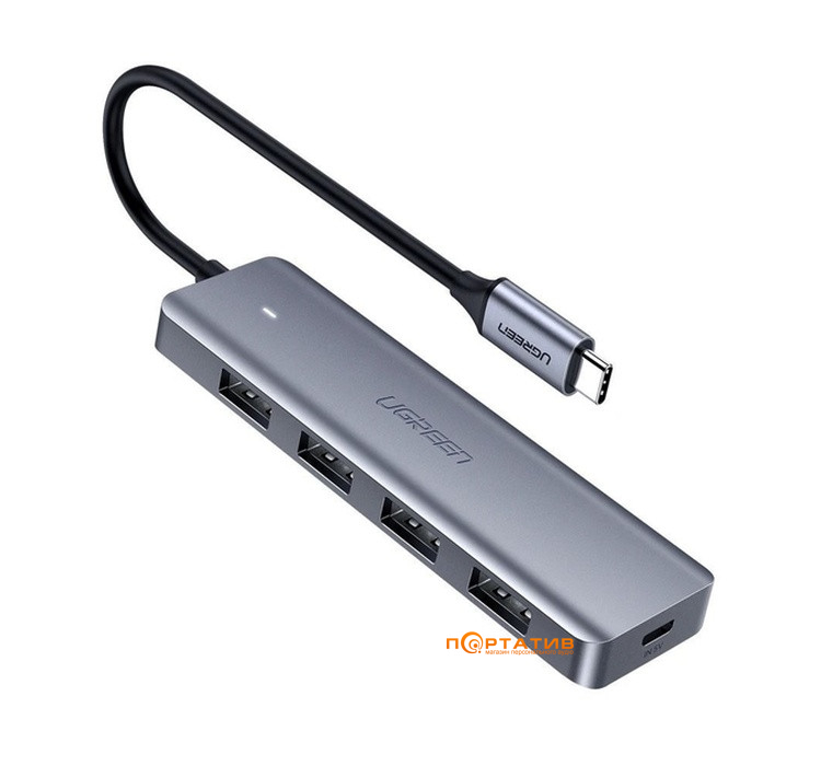 USB-хаб UGREEN CM219 4-in-1 USB Type-C to 4xUSB 3.0 HUB Space Gray (70336)