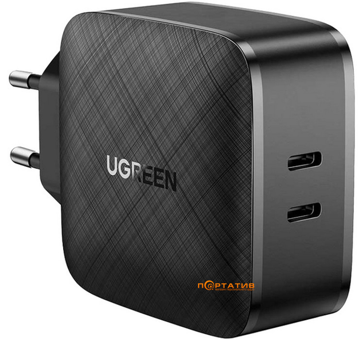 Мережевий зарядний пристрій UGREEN Wall Charger CD216 2xType-C 66W PD Black (70867)