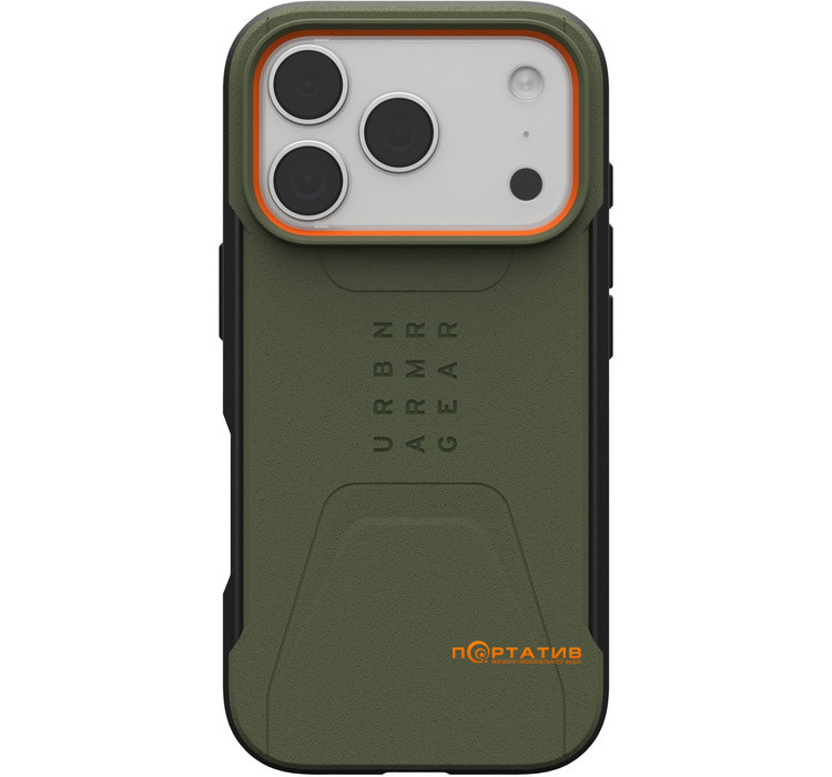 Чохол UAG iPhone 17 Pro, Civilian MagSafe, Olive/Orange (114545117297)