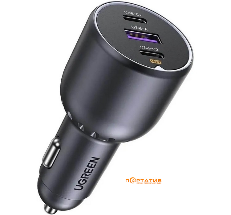 Автомобільний зарядний пристрій UGREEN Car Charger EC705 130W 2xUSB-C, 1xUSB-A Gray (35025)