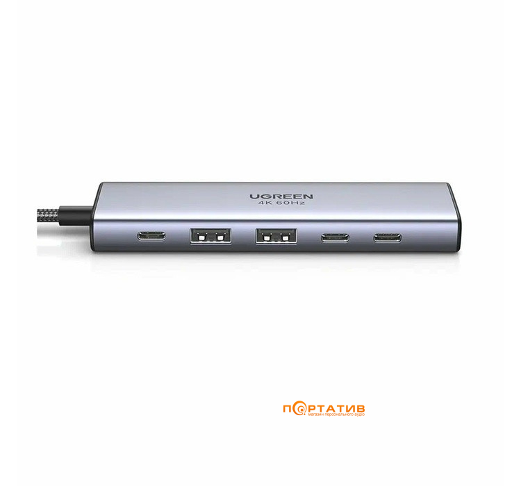 USB-хаб Ugreen CM511 USB-C to HDMI, 2xUSB 3.2, 2xUSB-C Gray (35999)