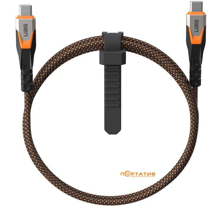 Кабель UAG Rugged Double Braided Nylon USB-C to USB-C 3.2 Cable 240W 0.75m Black/Orange (9B4415114097)