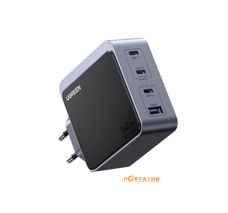 Зарядное устройство UGREEN X570 Nexode S USB-A+3xUSB-C 140W GaN Tech Fast Charger Space Gray (45575)