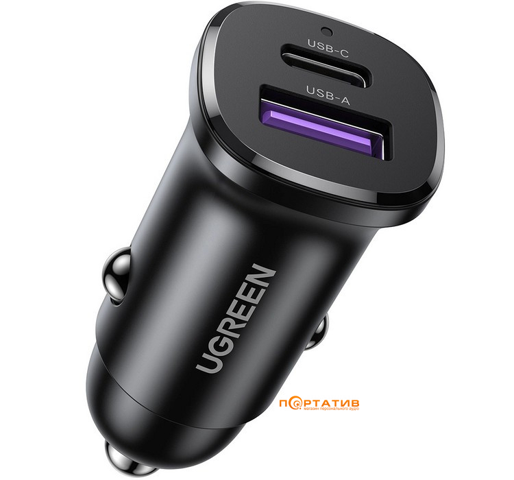 Авто зарядний пристрій UGREEN Car Charger EC305 30W USB-C, USB-A Gray (25845)