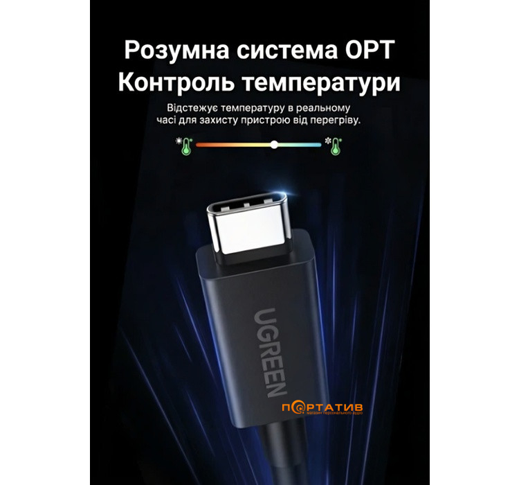 Кабель UGREEN L703 USB-C to USB-C Thunderbolt 5 PD 240W 16K 1m Black (45996)