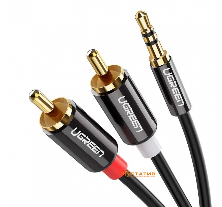 Кабель UGREEN AV102 3.5 mm to 2RCA Audio Cable 2 m Black (10510)