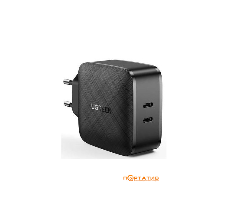 UGREEN Wall Charger CD216 2xType-C 66W PD Black