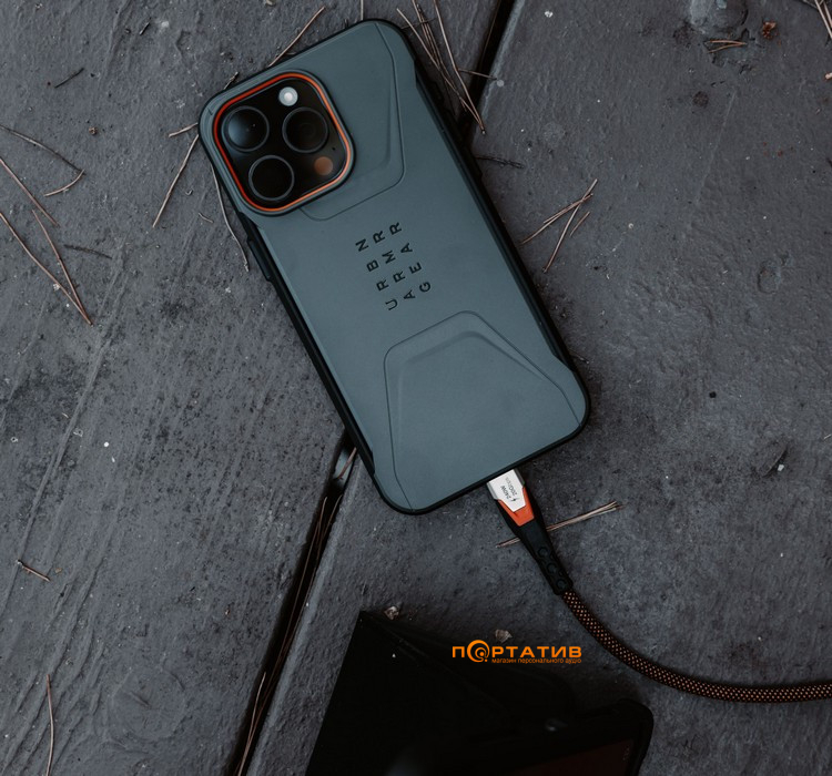 Кабель UAG Rugged Double Braided Nylon USB-C to USB-C 3.2 Cable 240W 0.75m Black/Orange (9B4415114097)