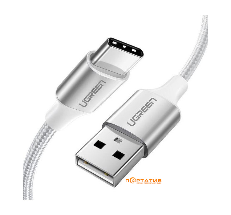 UGREEN US288 USB-A - Type-C Cable Aluminum Braid 1 m White (60131)