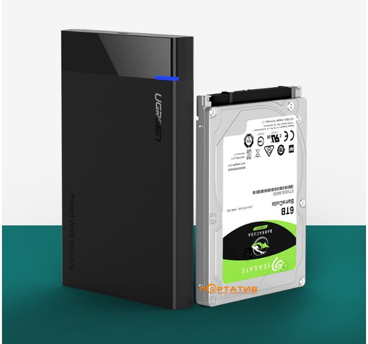 Зовнішня кишеня Ugreen US221 USB 3.0 to 2.5' SATA Hard Driver Enclosure Black (30848)
