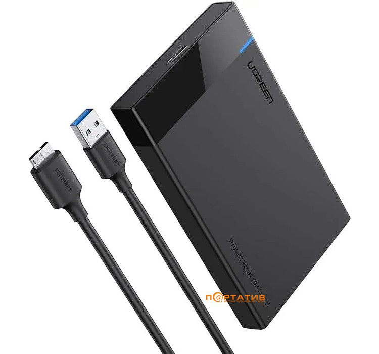 Зовнішня кишеня Ugreen US221 USB 3.0 to 2.5' SATA Hard Driver Enclosure Black (30848)