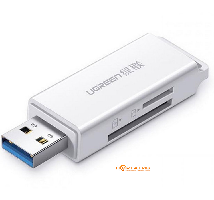 Ugreen CM104 USB 3.0 to TF + SD Dual Card Reader White (40753)