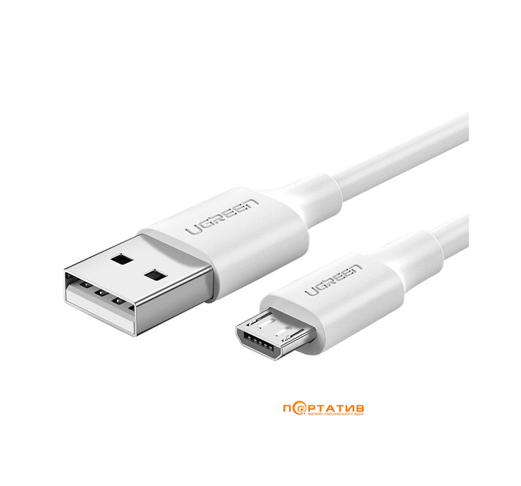 UGREEN US289 USB 2.0 to Micro USB Cable Nickel Plating 2A 1.5m White (60142)