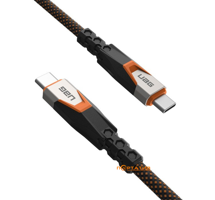 Кабель UAG Rugged Double Braided Nylon USB-C to USB-C 3.2 Cable 240W 0.75m Black/Orange (9B4415114097)