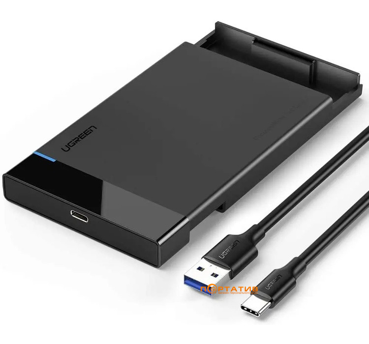 Зовнішня кишеня Ugreen US221 USB 3.1 to 2.5' SATA Hard Driver Enclosure Black (50743)