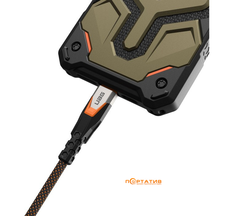 Кабель UAG Rugged Double Braided Nylon USB-C to USB-C 3.2 Cable 240W 0.75m Black/Orange (9B4415114097)