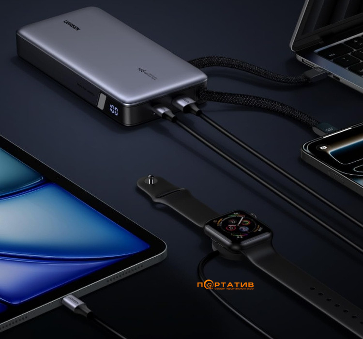 Зовнішній акумулятор Ugreen PB552 25000mAh 165W PD Gray (55995B)
