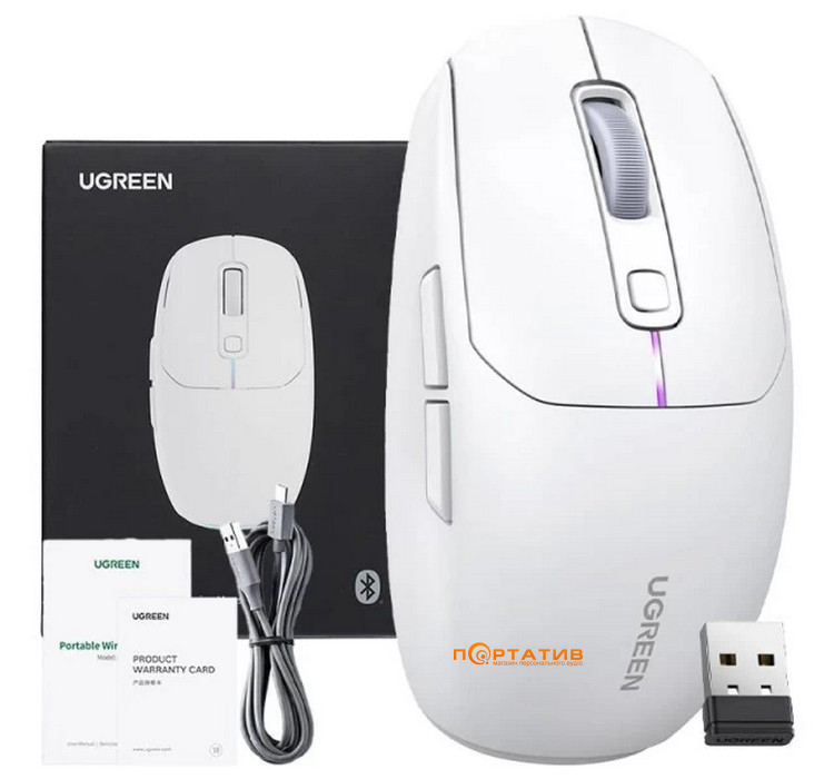 Мышь Ugreen Gaming Lightweight Wireless Mouse White MU103 (15629)