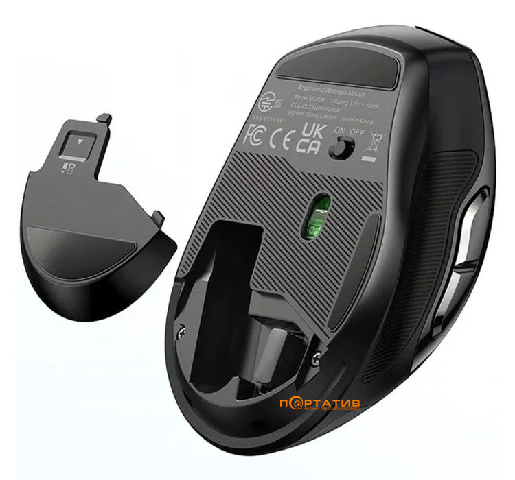 Мышь Ugreen Ergonomic Wireless Silent Dual-Mode Mouse Gray MU006 (15063)