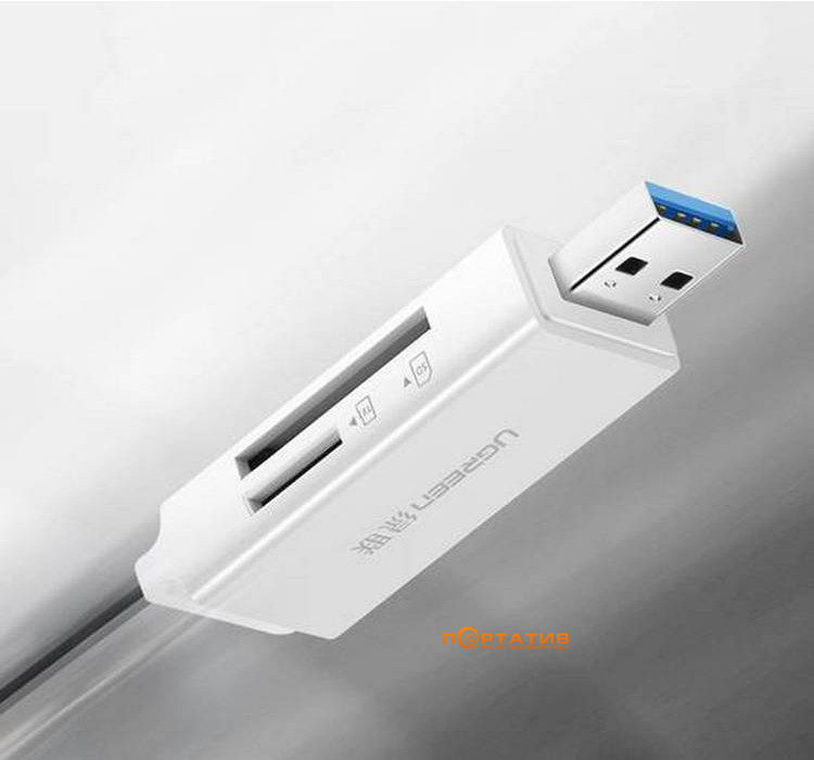 Ugreen CM104 USB 3.0 to TF + SD Dual Card Reader White (40753)