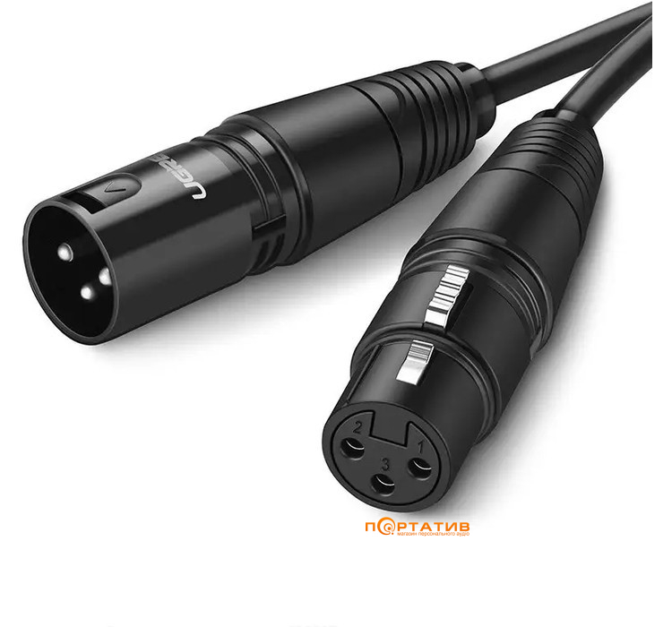 Кабель UGREEN AV130 XLR Male to Female Cable 5m Black (20712)