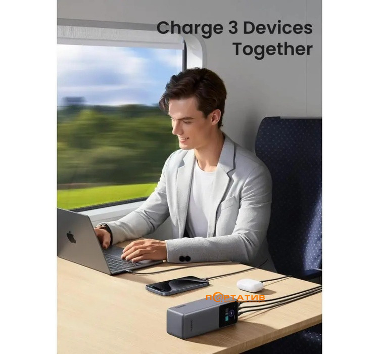 Зовнішній акумулятор Ugreen PB722 25000mAh 200W PD Gray (35525B)
