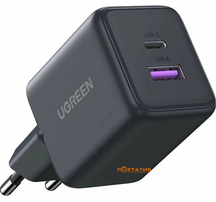 Зарядний пристрій UGREEN X516 30W 2-Port GaN Fast Charger Grey (55539)