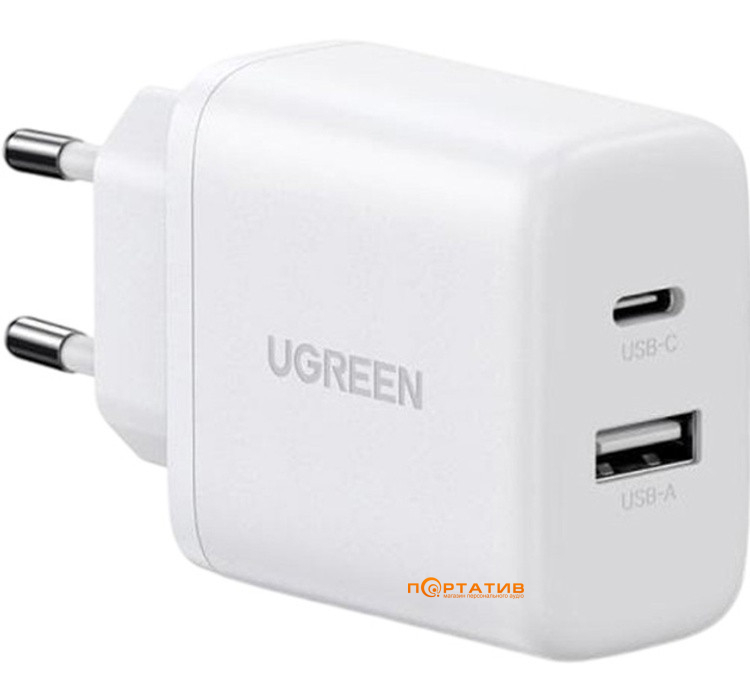 Зарядний пристрій UGREEN X227 USB-C PD 20W, USB-A Charger White (45310)