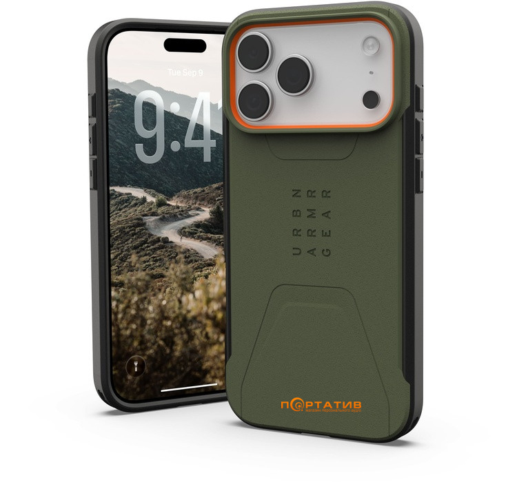 Чохол UAG iPhone 17 Pro Max, Civilian MagSafe, Olive/Orange (114546117297)
