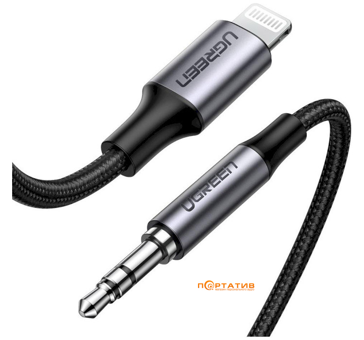 UGREEN US315 Lightning to 3.5mm Cable Aluminum Shell with Braided 1m Black (70509)