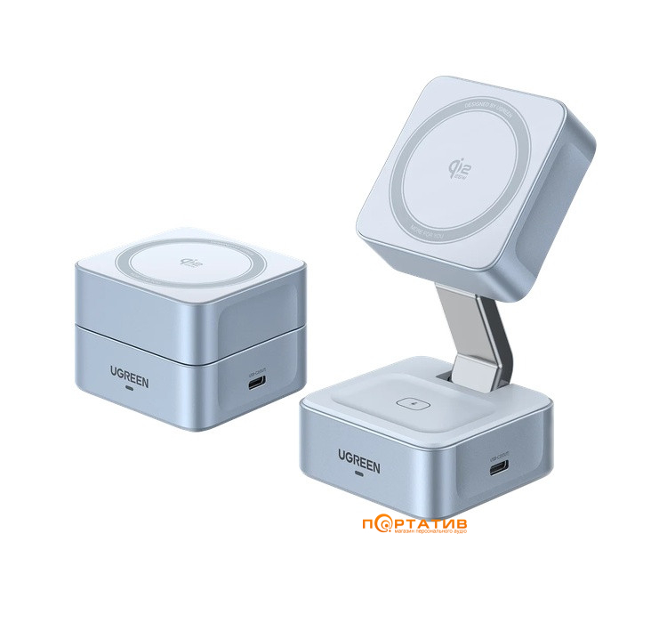 Зарядний пристрій UGREEN W752 2-in-1 Magnetic Wireless Charger 25W QI2.2 Starlight Blue (55960B)