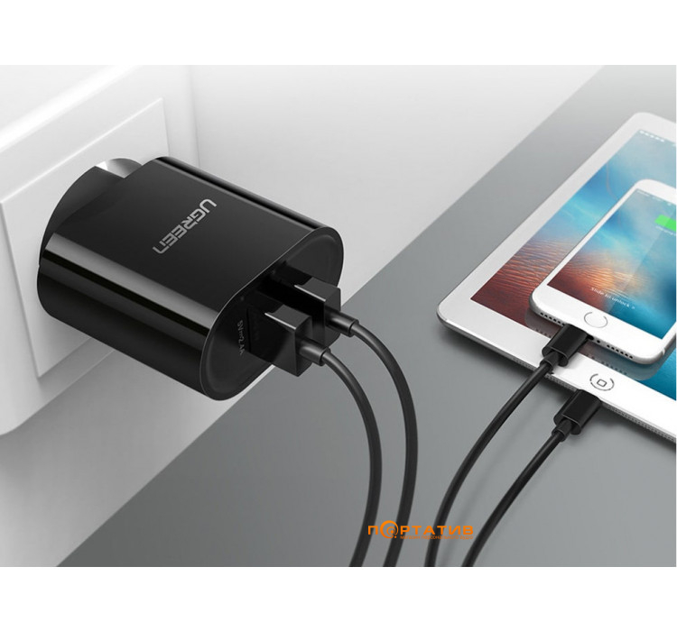 СЗУ UGREEN Wall Charger CD104 2xUSB 3.4A Black